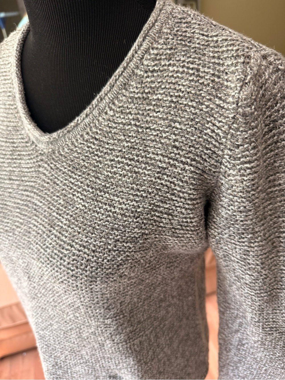 Eileen Fisher Cotton Gray V-Neck Women's Sweater Small
